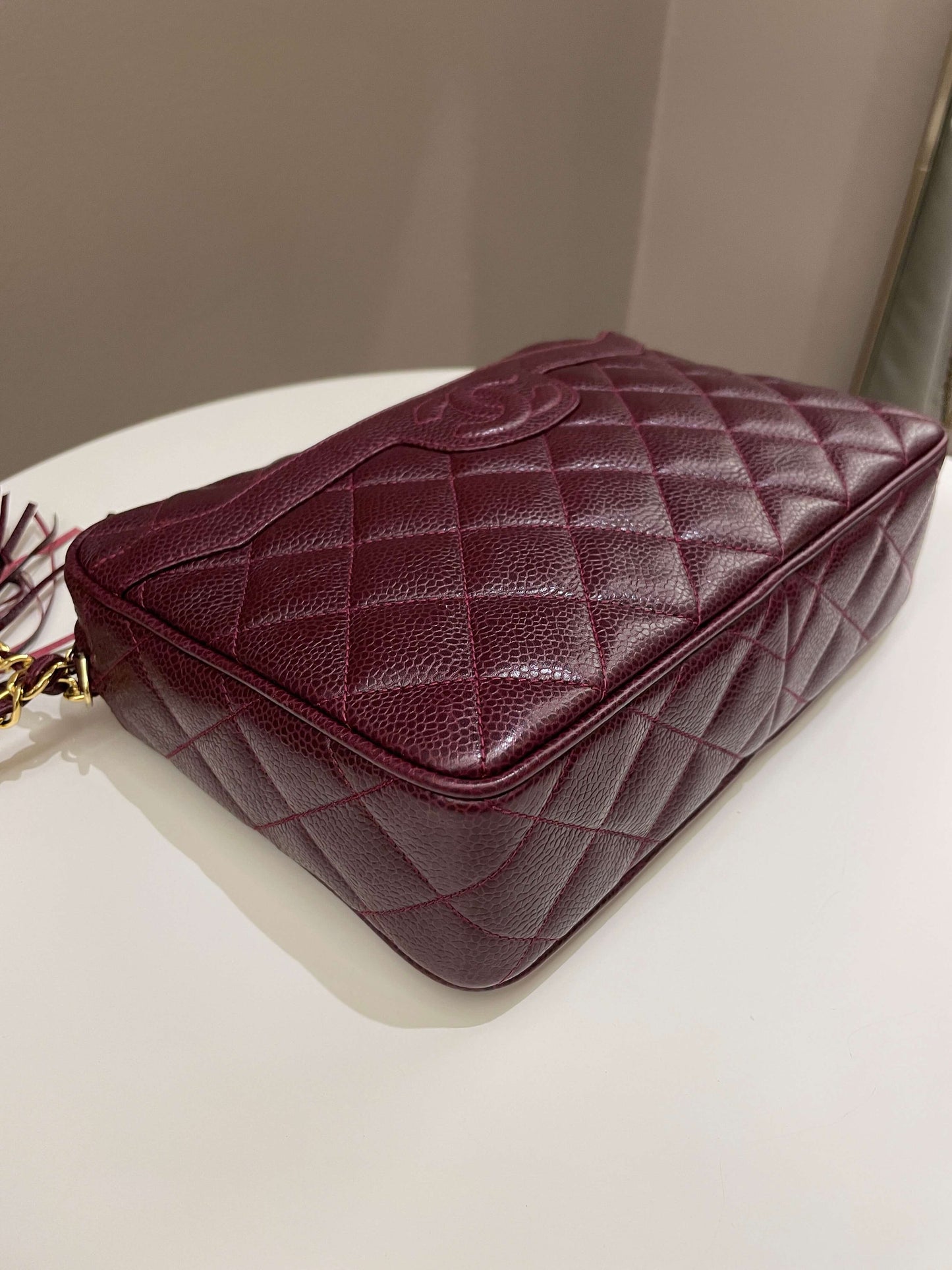 Chanel   Camera Bag Tassle Burgundy Caviar