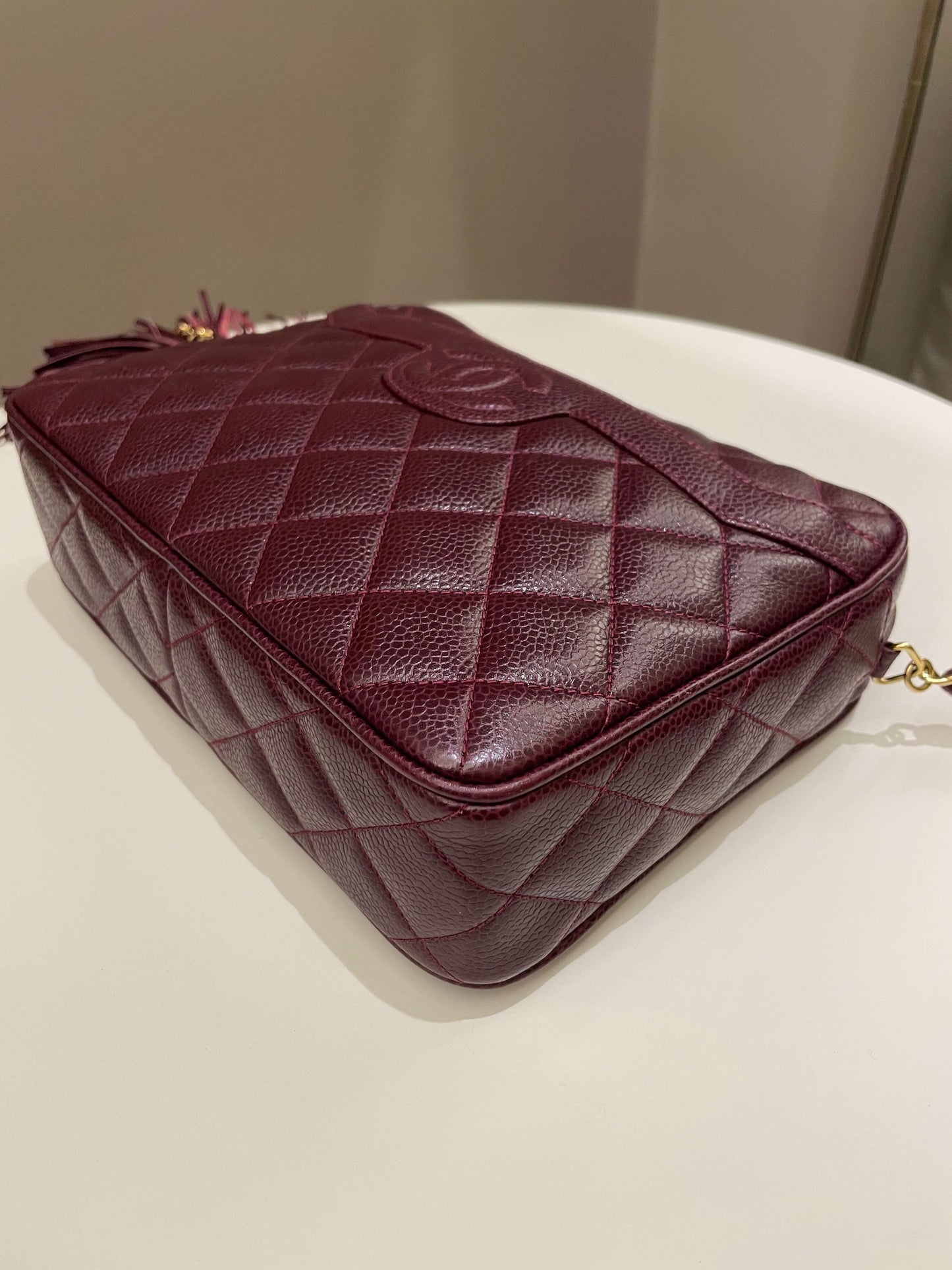 Chanel   Camera Bag Tassle Burgundy Caviar