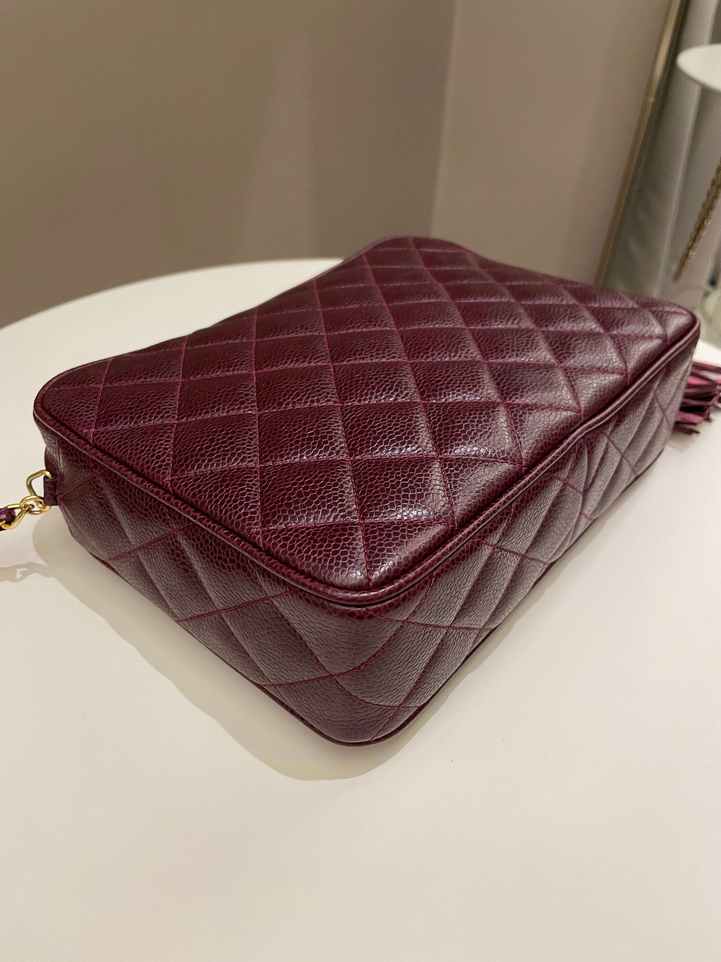 Chanel   Camera Bag Tassle Burgundy Caviar