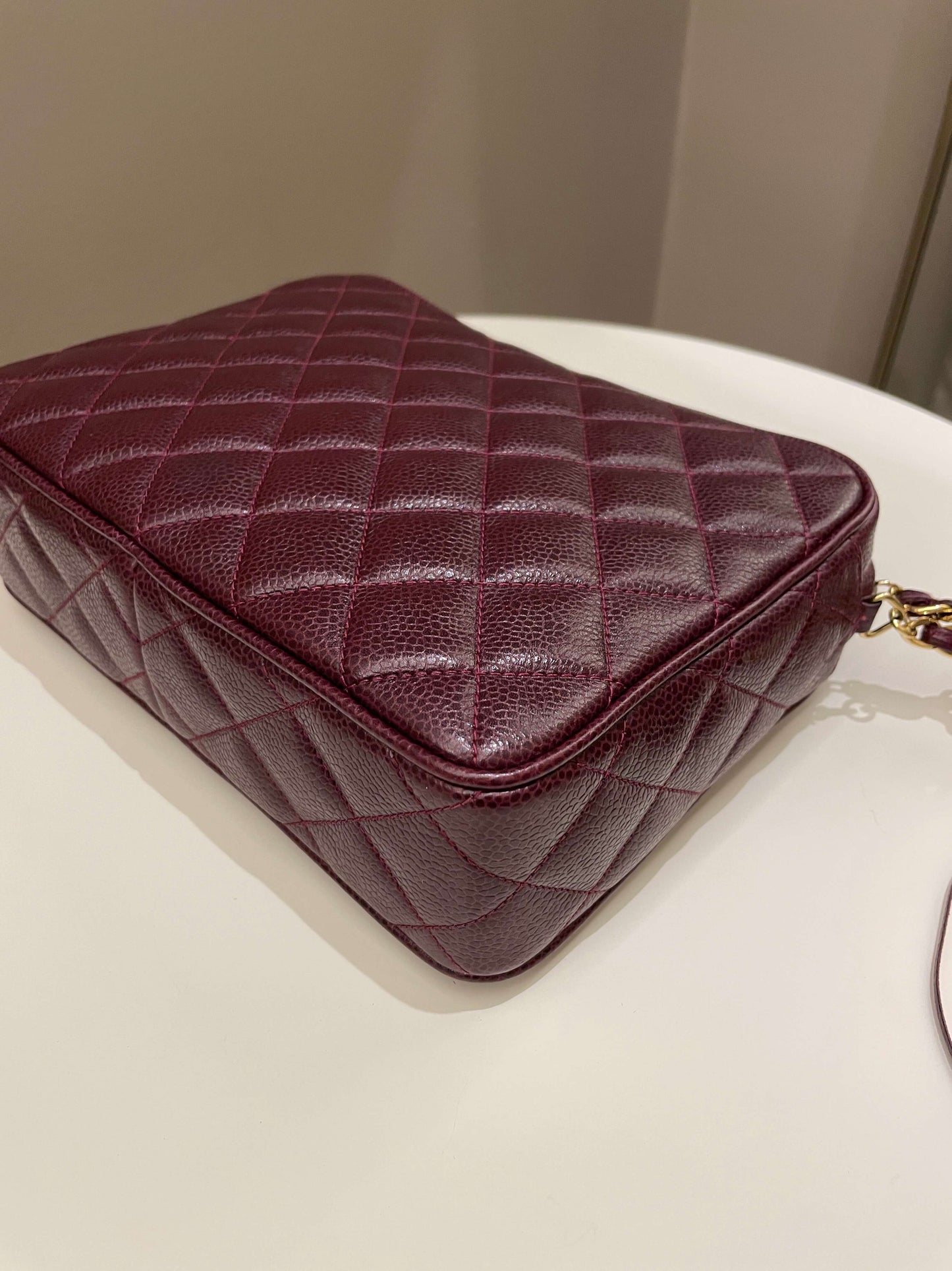 Chanel   Camera Bag Tassle Burgundy Caviar