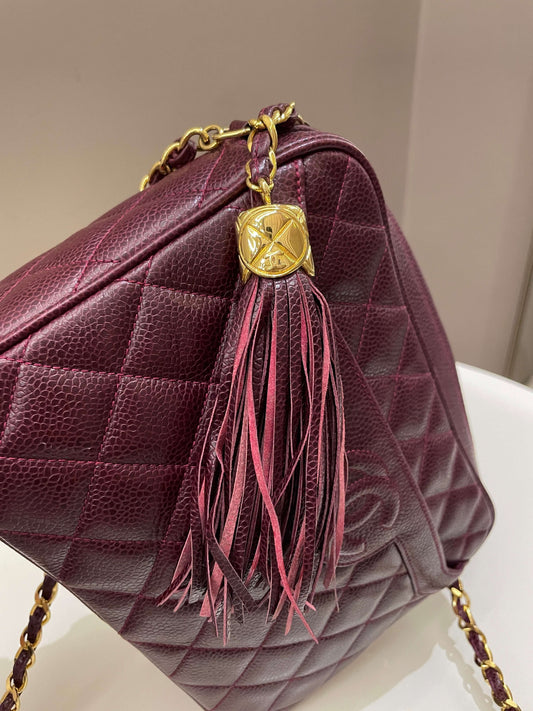 Chanel   Camera Bag Tassle Burgundy Caviar