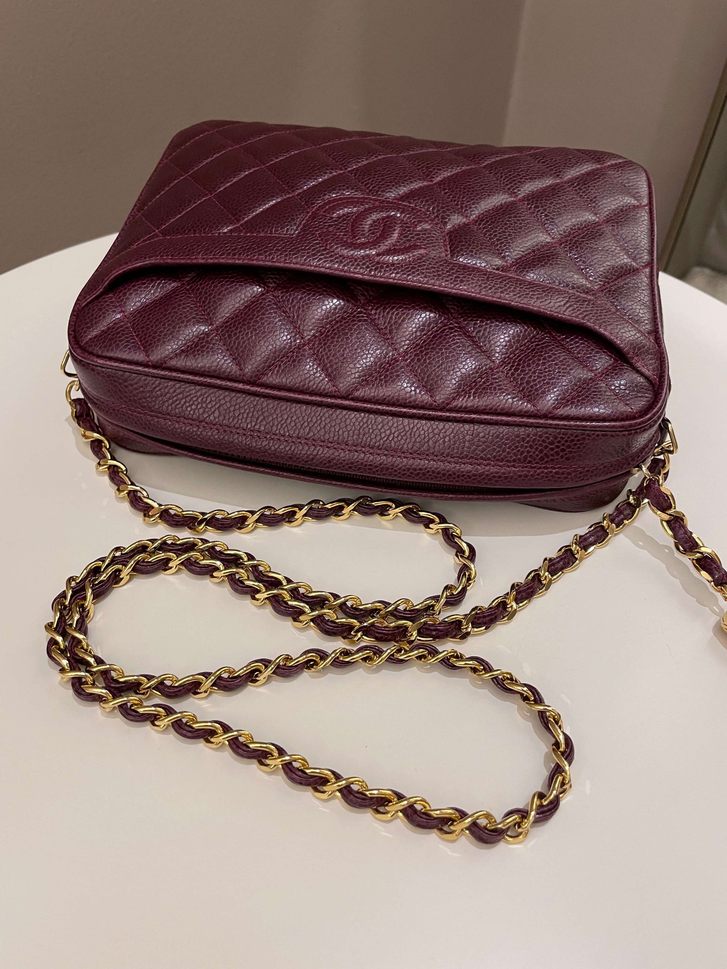 Chanel   Camera Bag Tassle Burgundy Caviar