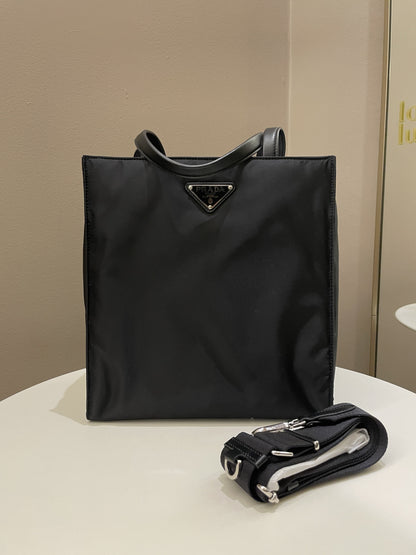 Prada Padded Two Way Shopper Tote Black Nylon