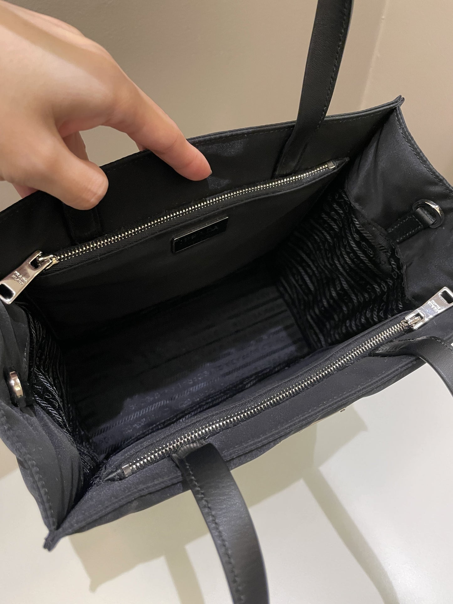 Prada Padded Two Way Shopper Tote Black Nylon