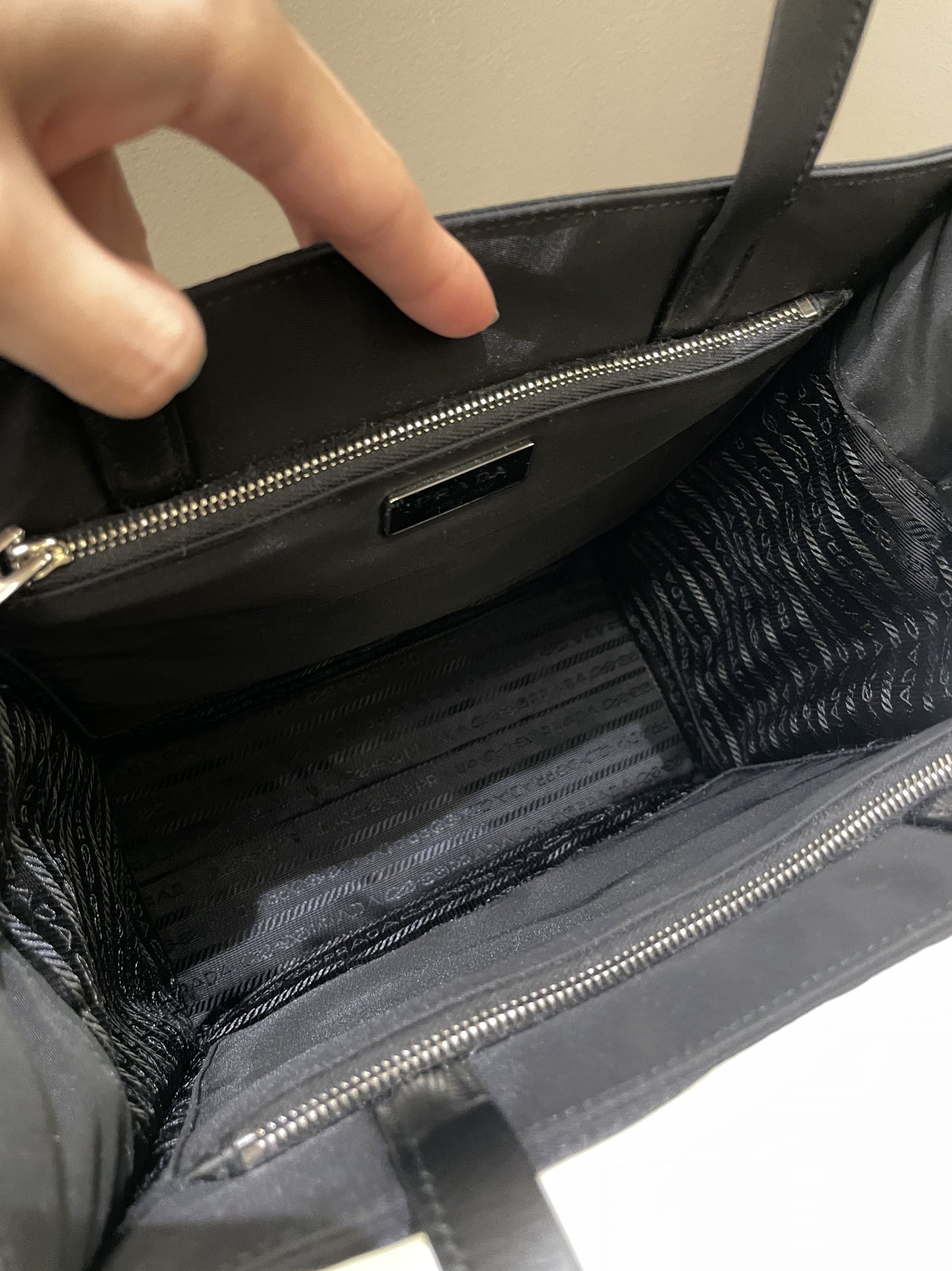 Prada Padded Two Way Shopper Tote Black Nylon