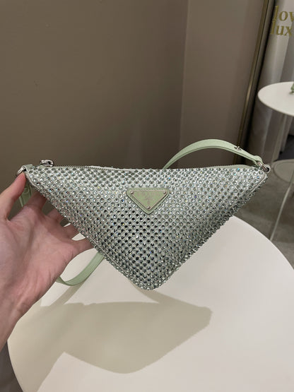 Prada Triangular Crystal Auqa Green