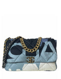 Chanel Blue/White/Black Maxi Scarf Chanel 19 Flap Bag