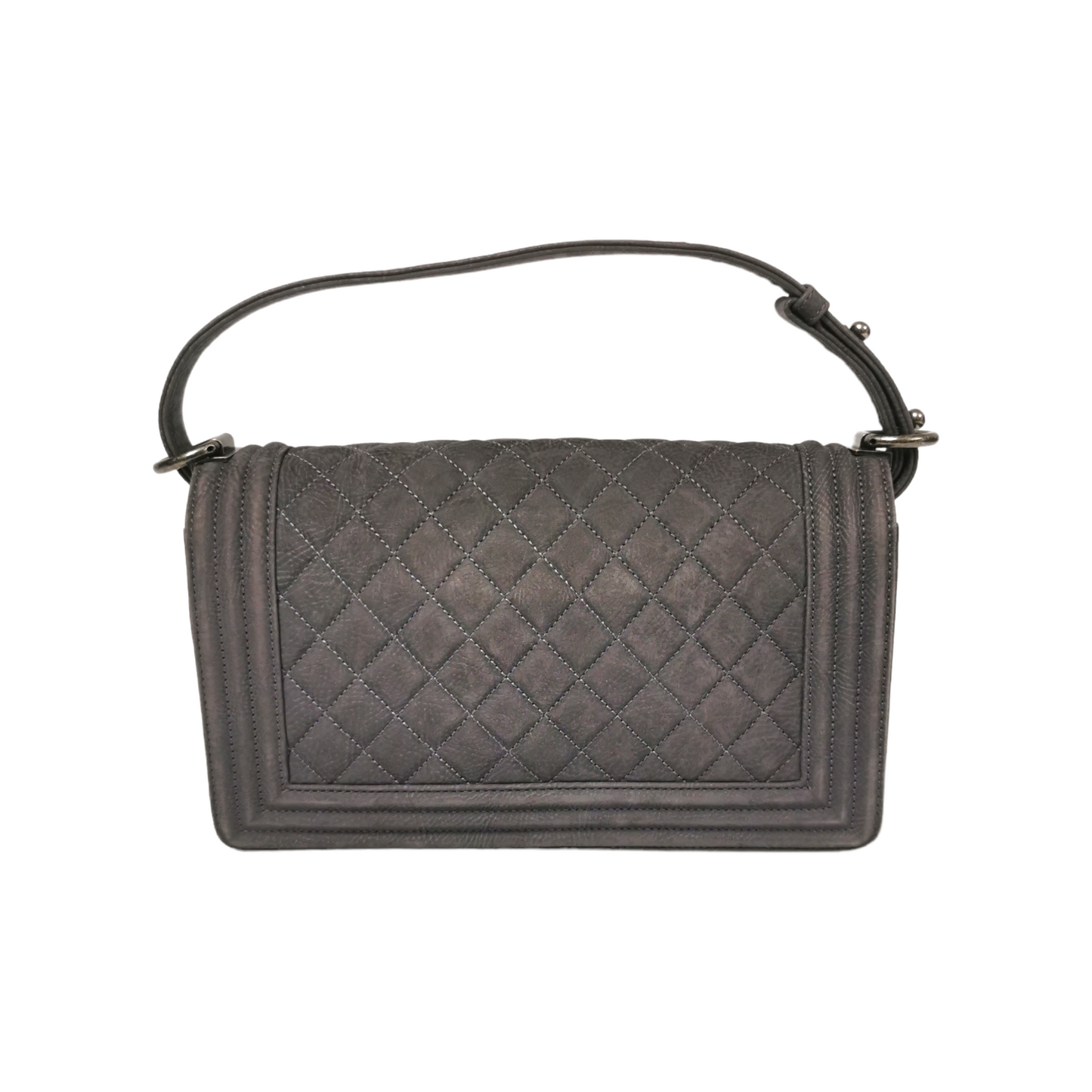 Chanel Boy Medium Grey Suede Ruthenium