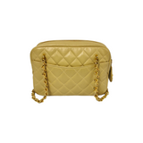 Chanel Camera Bag Small Beige Lambskin Gold