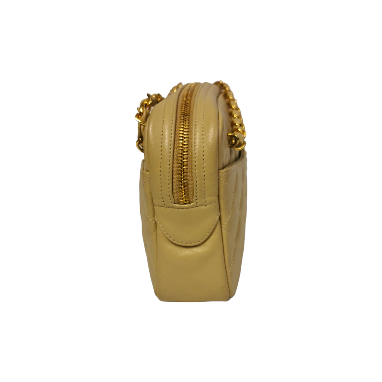 Chanel Camera Bag Small Beige Lambskin Gold