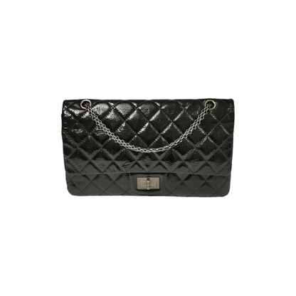 Chanel Reissue 2.55 Maxi Black Patent Leather Ruthenium