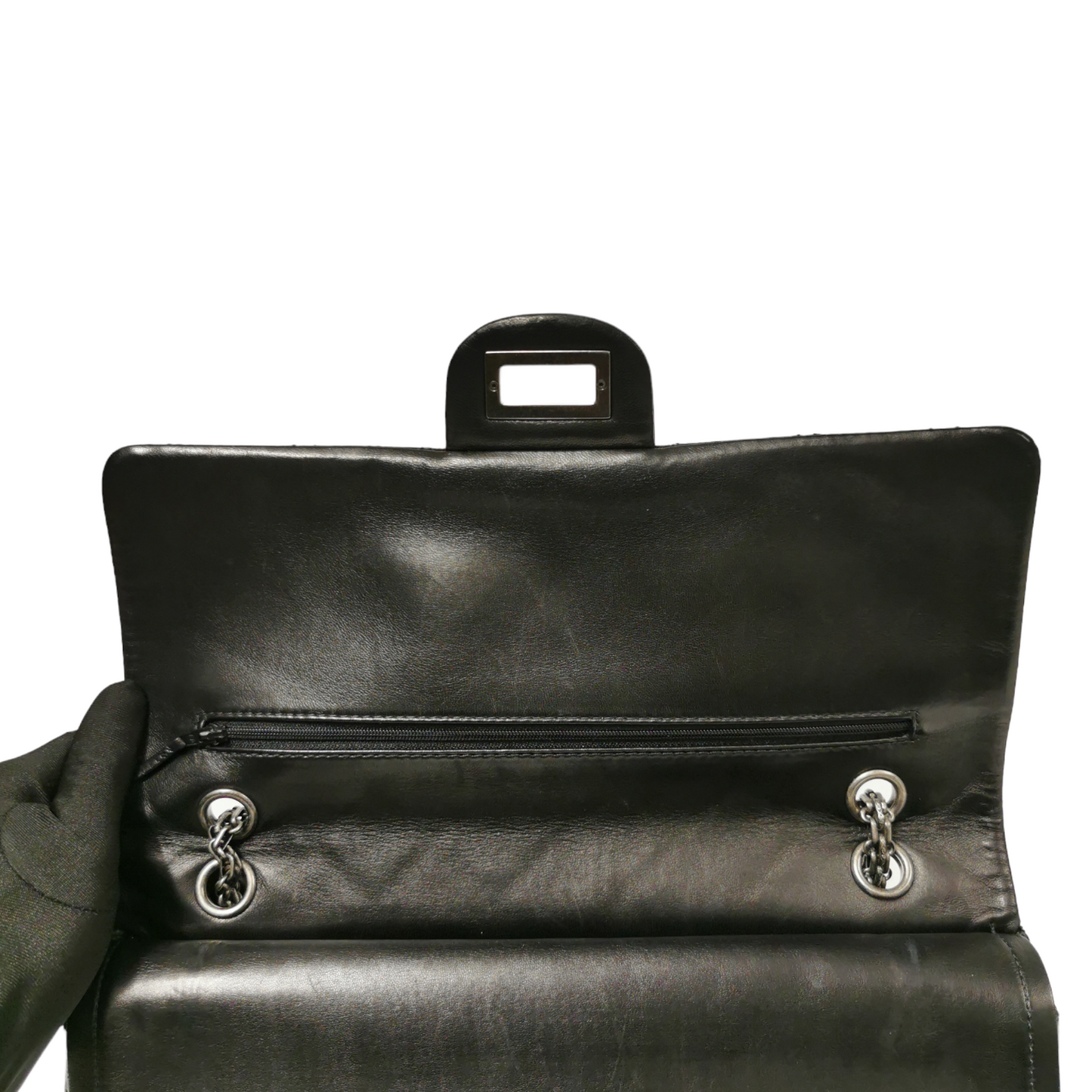 Chanel Reissue 2.55 Maxi Black Patent Leather Ruthenium