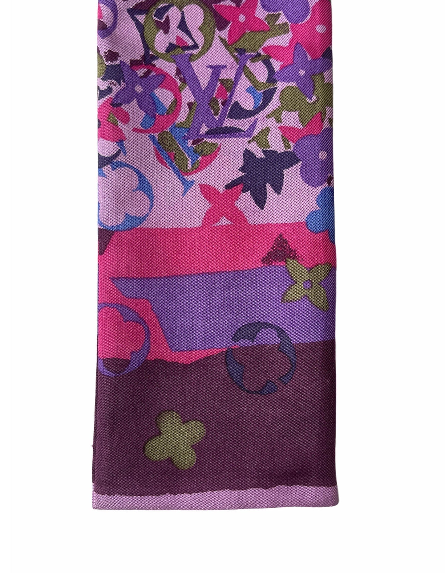 Louis Vuitton Purple Monogram Bandeau Silk Neck Scarf