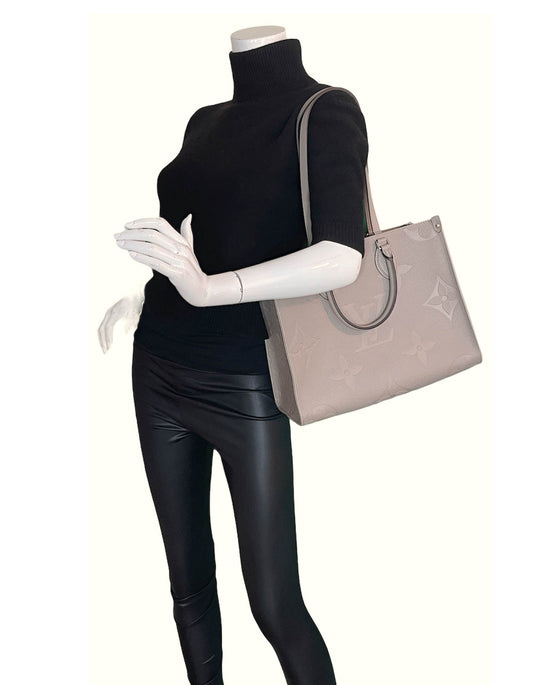 Louis Vuitton Beige Tourterelle Monogram Empreinte Onthego MM Tote Bag