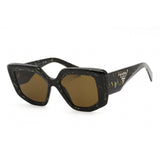 Prada   14ZS Sunglasses Black Yellow Marble  / Dark Brown Women's