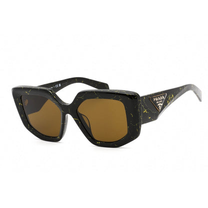 Prada   14ZSF Sunglasses Black Yellow Marble / Dark Brown Women's