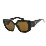 Prada   14ZSF Sunglasses Black Yellow Marble / Dark Brown Women's