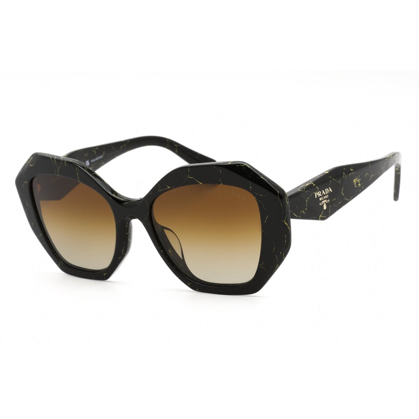 Prada   16WSF Sunglasses Black Yellow Marble/Polar Brown Gradient Women's