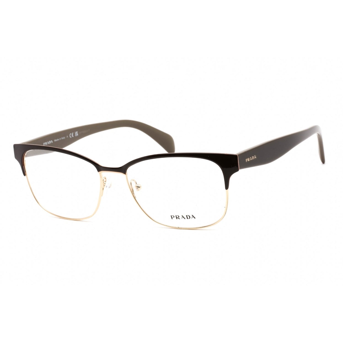 Prada   65RV Eyeglasses Dark Brown / Clear demo lens