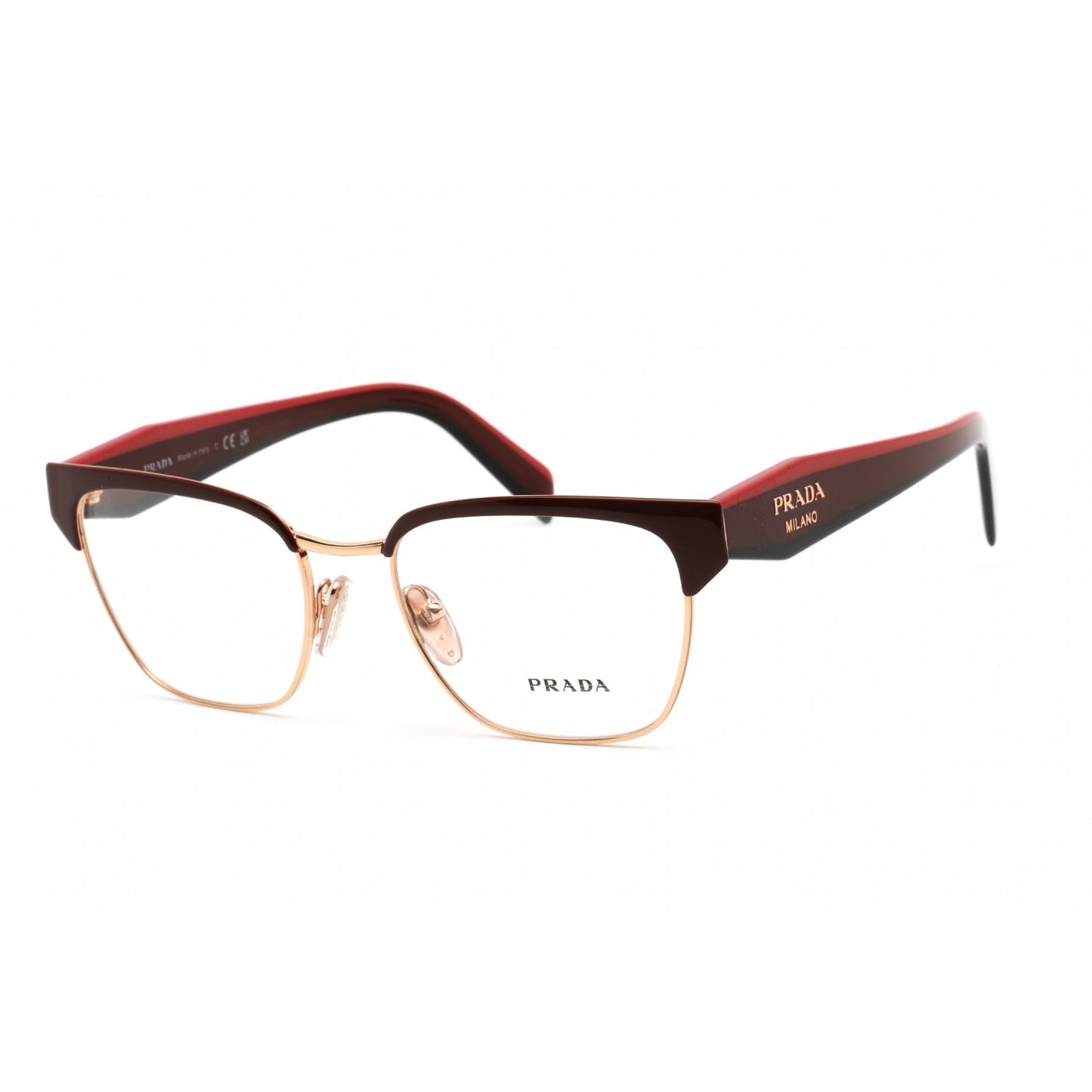 Prada   65YV Eyeglasses Red/Rose Gold /Clear demo lens