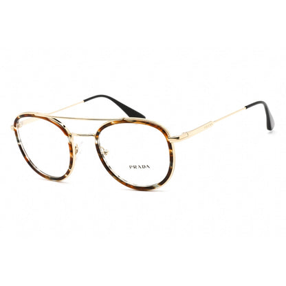 Prada   66XV Eyeglasses Striped Brown/Pale Gold / Clear demo lens