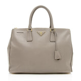 Prada Saffiano Leather Lux Double-Zip Medium Tote (SHF-12527)