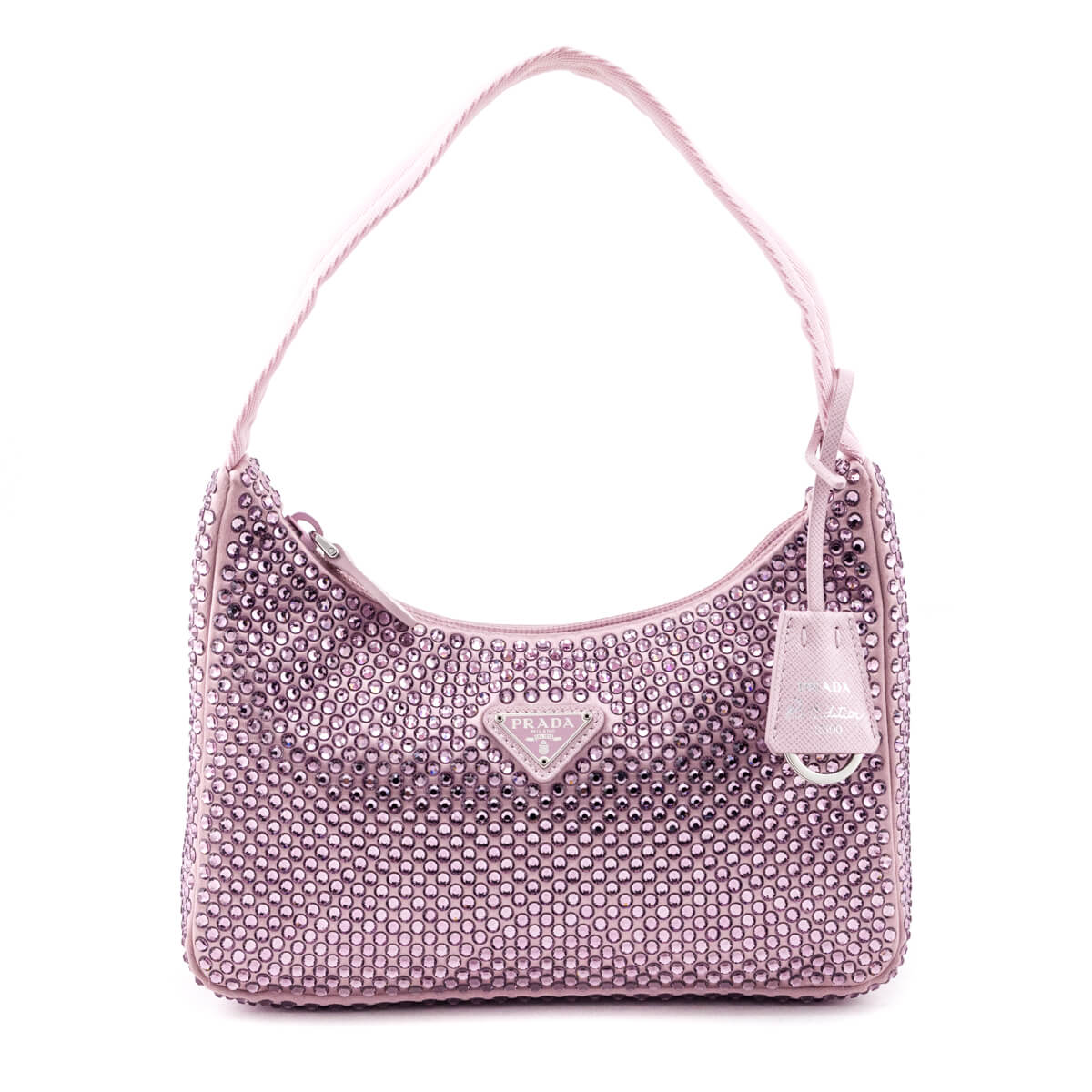 Prada Alabaster Pink Satin Crystal Mini Re-Edition 2000