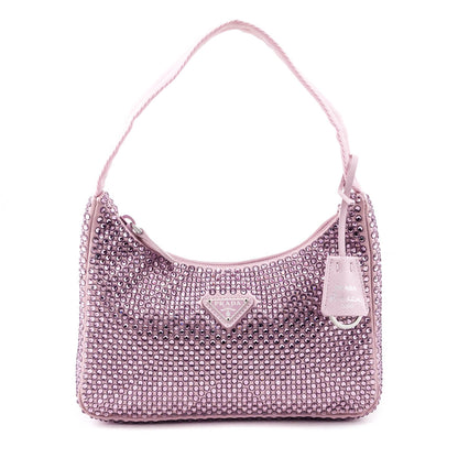Prada Alabaster Pink Satin Crystal Mini Re-Edition 2000