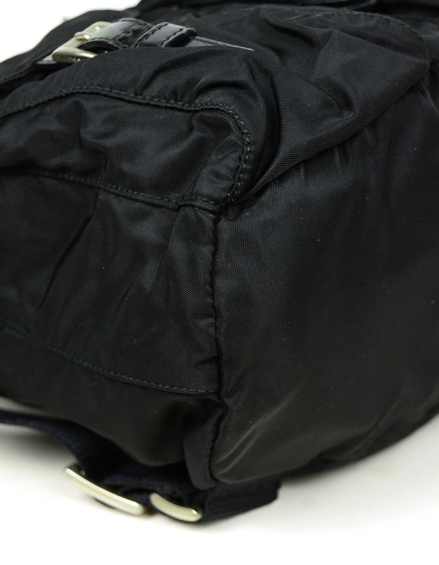 Prada Black Nylon Small Backpack Bag w/ Front Buckle Pockets