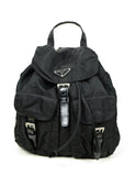 Prada Black Nylon Small Backpack Bag w/ Front Buckle Pockets