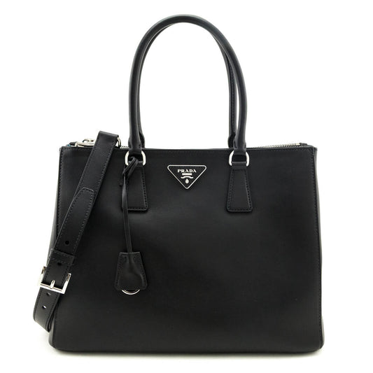 Prada Black City Calf Medium Galleria Double Zip Tote