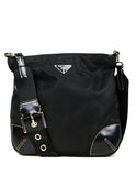 Prada Black Tessuto Nylon Crossbody Bag w/ Leather Trim
