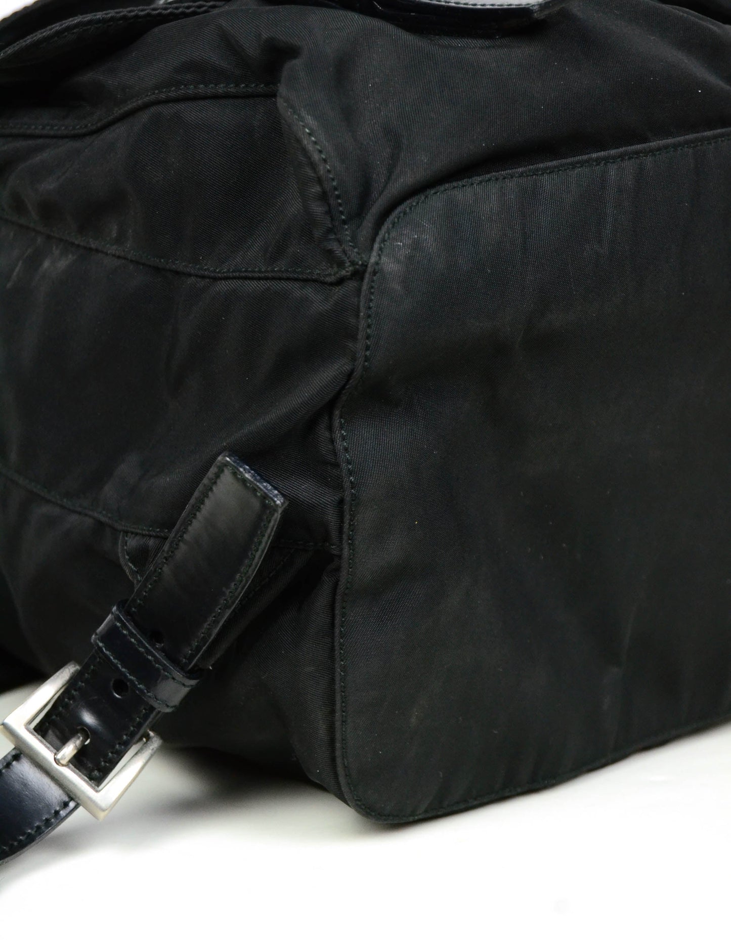 Prada Black Nylon Double Buckle Backpack Bag