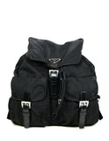 Prada Black Nylon Double Buckle Backpack Bag