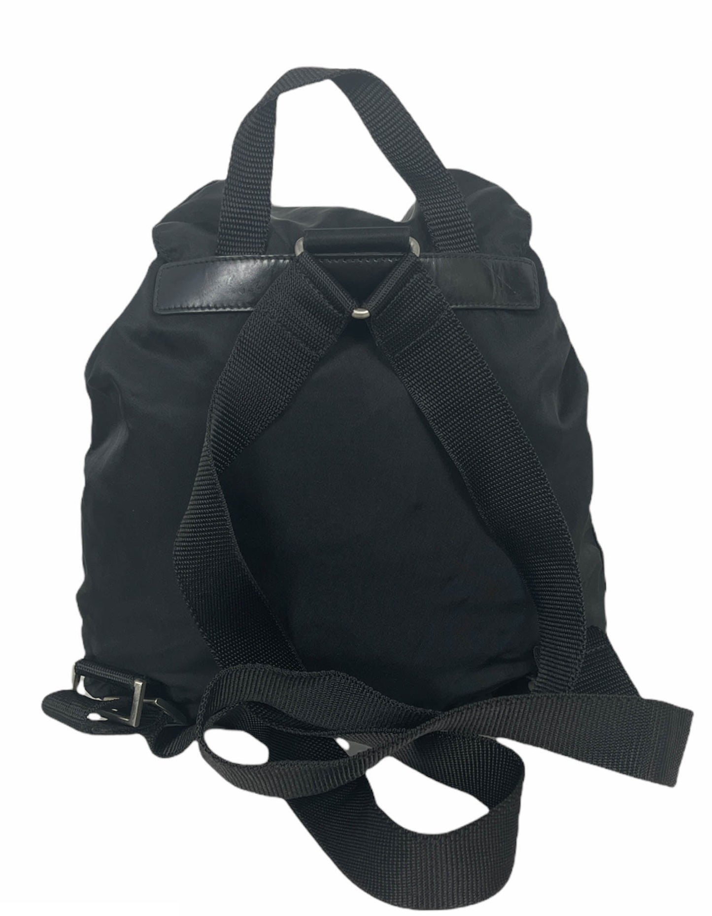 Prada Black Nylon Small Backpack Bag w/ Front Buckle Pockets