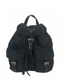 Prada Black Nylon Small Backpack Bag w/ Front Buckle Pockets