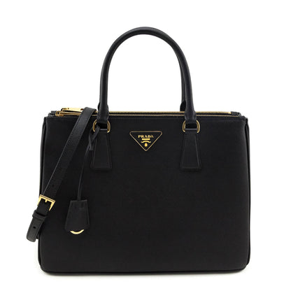Prada Black Saffiano Lux Medium Galleria Double Zip Tote