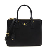 Prada Black Saffiano Lux Medium Galleria Double Zip Tote