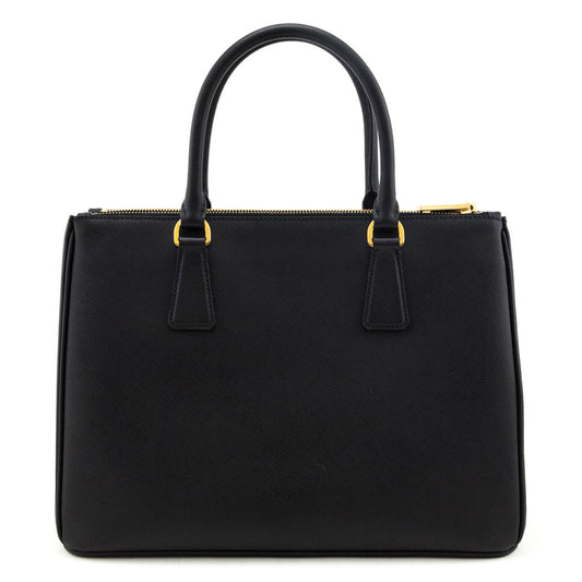 Prada Black Saffiano Lux Medium Galleria Double Zip Tote