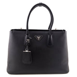 Prada Black Saffiano Turnlock Twin Tote