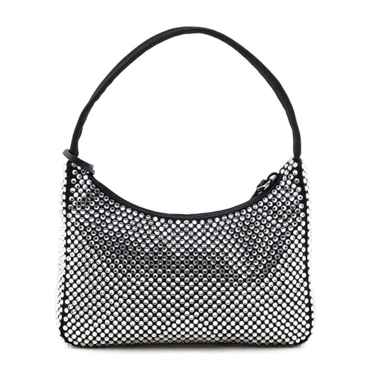Prada Black Satin & Crystal Mini Re-Edition 2000 Bag