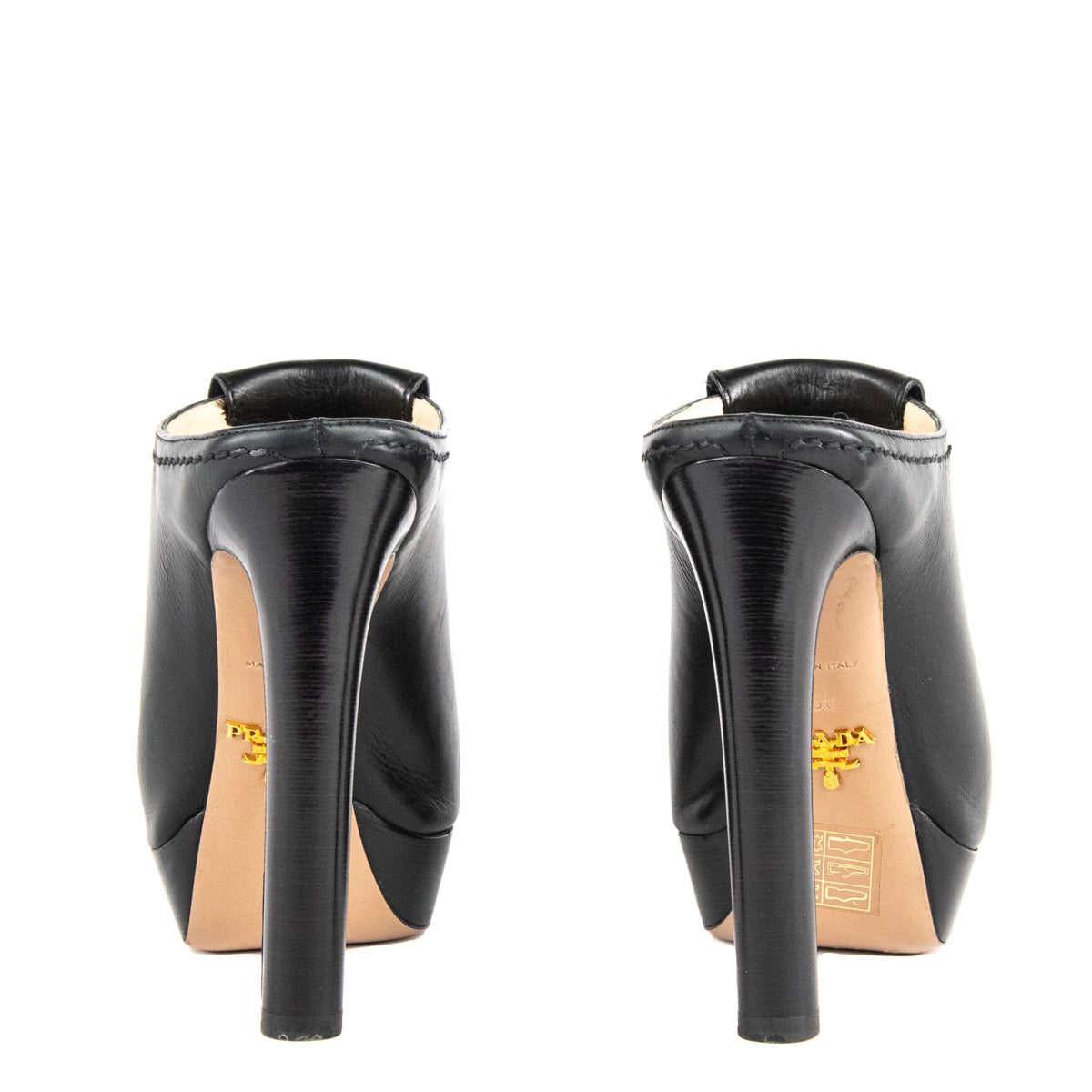 Prada Black Tassel Platform Peep Toe Mules Size US 5 | EU 35