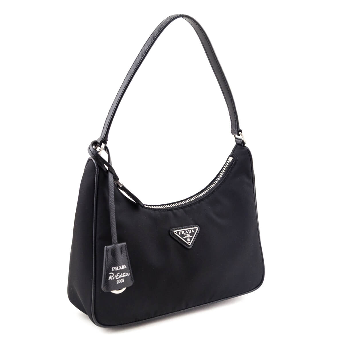 Prada Black Tessuto Nylon Saffiano Mini Re-Edition 2005 Bag