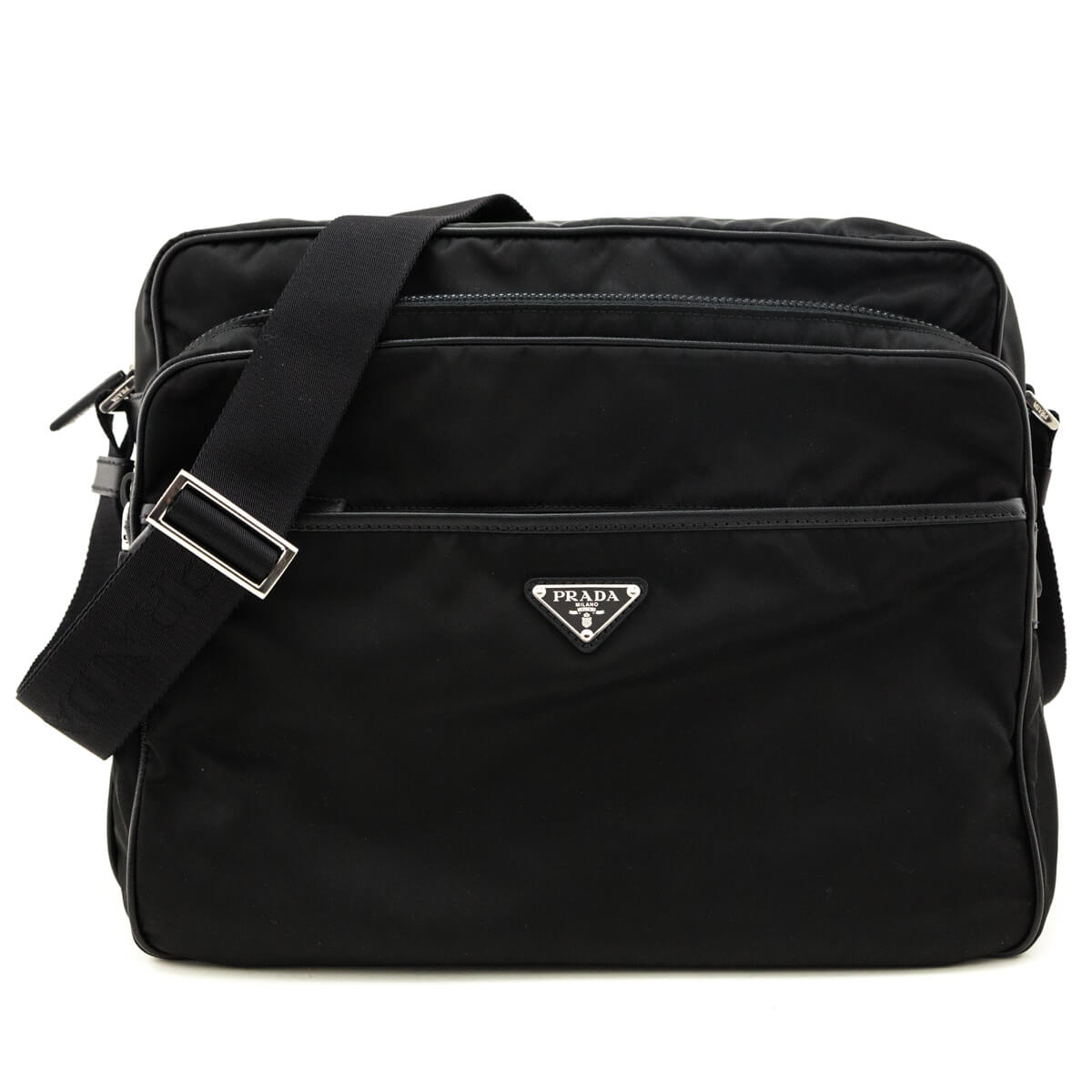 Prada Black Tessuto & Saffiano Messenger Bag