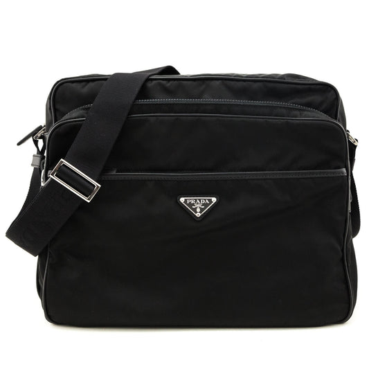 Prada Black Tessuto & Saffiano Messenger Bag