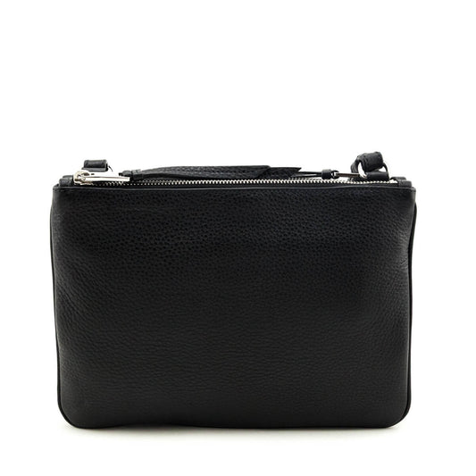 Prada Black Vitello Phenix Double Zip Crossbody Bag