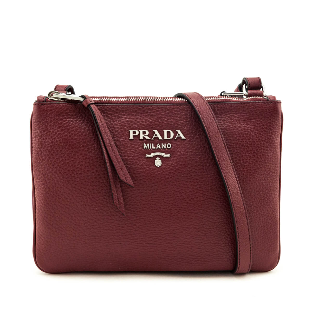 Prada Cerise Vitello Phenix Double Zip Crossbody Bag