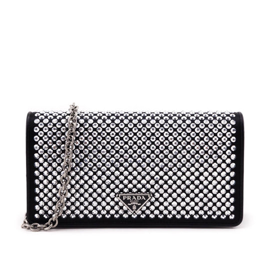Prada Crystal Mini Wallet Chain