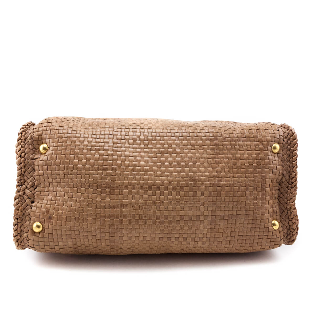 Prada Natural Woven Madras Leather Top Handle Bag