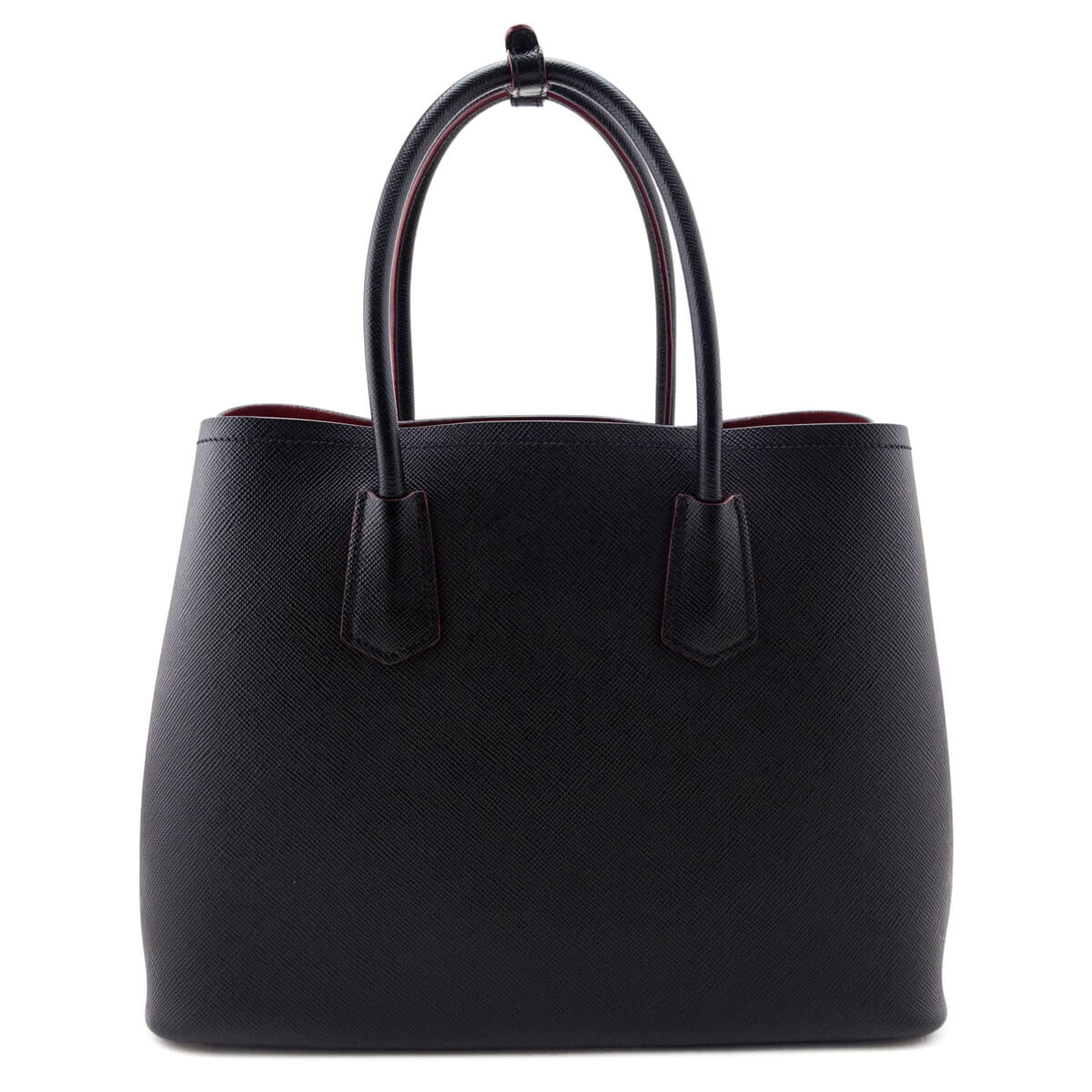 Prada Nero Fuoco Saffiano Cuir Medium Double Bag